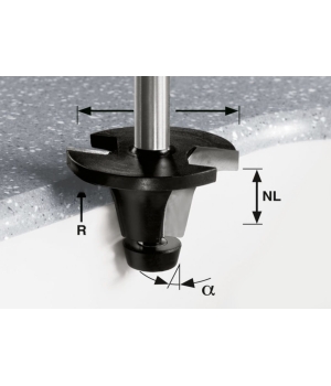 Фреза для снятия фасок со скругляющей кромкой HW с хвостовиком 12 мм Festool HW R12,7/25/12° ss S12