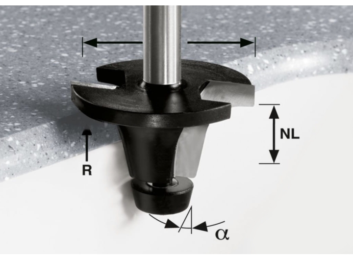 Фреза для снятия фасок со скругляющей кромкой HW с хвостовиком 12 мм Festool HW R12,7/25/12° ss S12