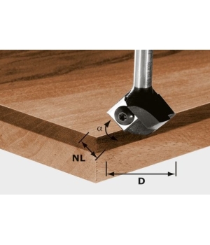 Фреза профильная со сменными ножами Festool HW S8 D24/GL46/22°