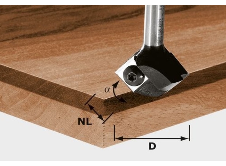 Фреза профильная со сменными ножами Festool HW S8 D24/GL46/22°
