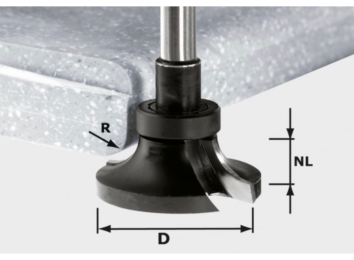 Фреза скругляющая с режущей кромкой внизу и опорным подшипником Festool HW R12.7/D57.4BN ss S12